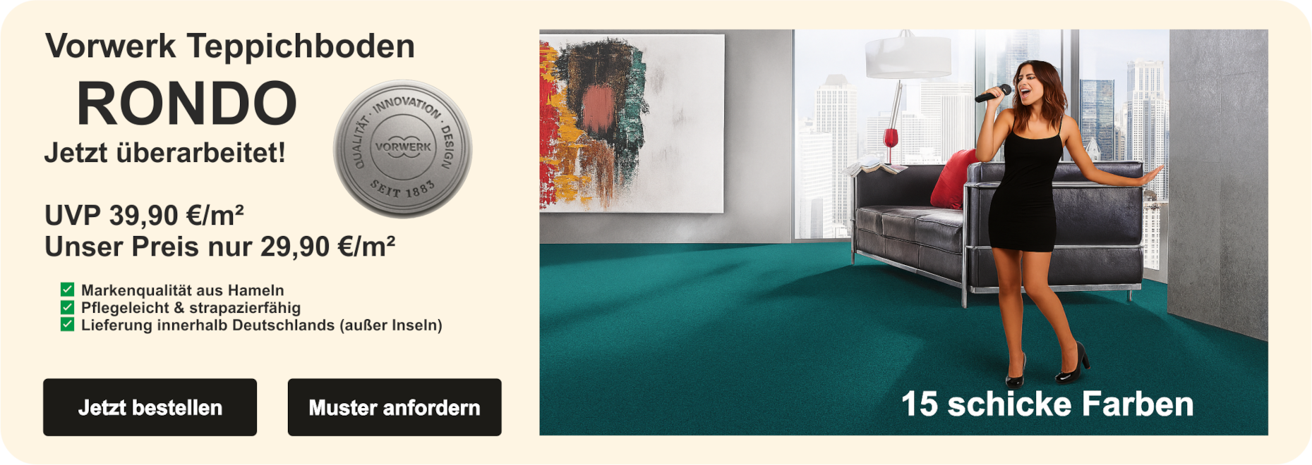 „Kategoriebild Vorwerk Rondo Teppichboden ab 5 m² – 1610×655 px, Querformat“